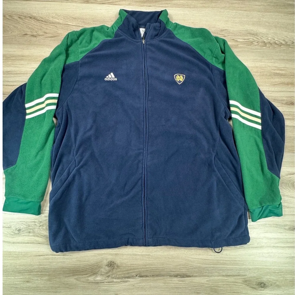 Vintage Adidas Notre Dame Fighting Irish ClimaWarm Fleece Zip Jacket‎ 2XL Y2K